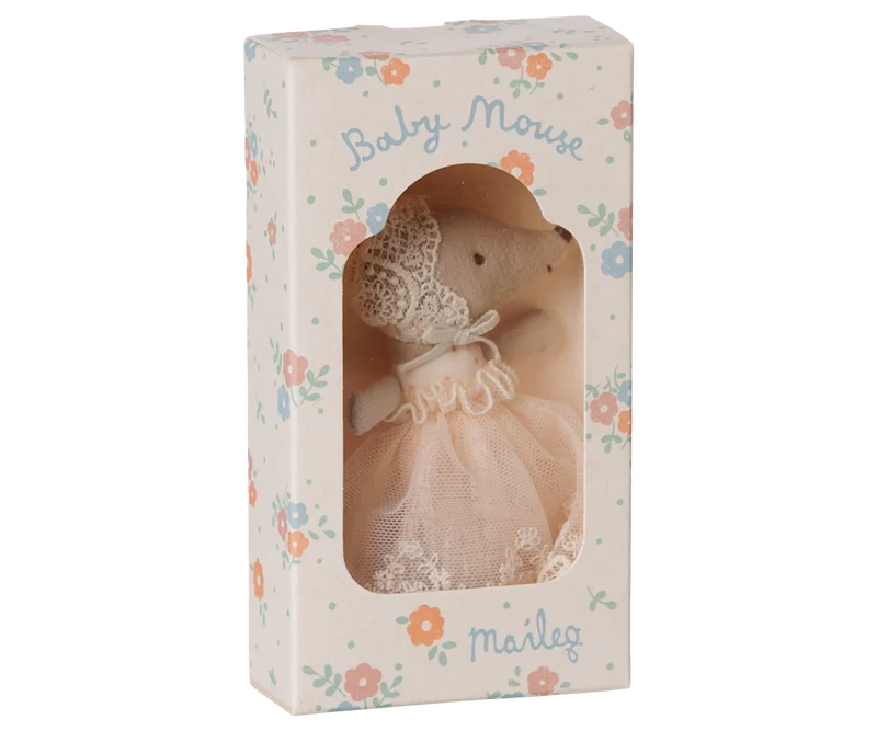 Maileg Baby Mouse in gown - Powder
