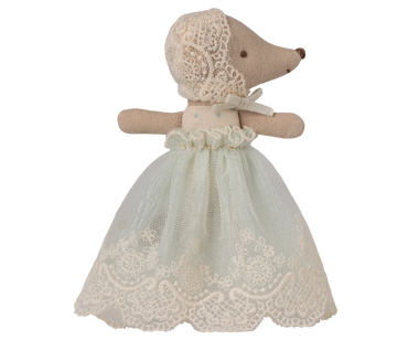Maileg Baby Mouse in gown - Mint
