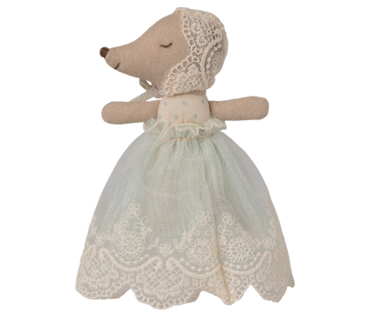 Maileg Baby Mouse in gown - Mint