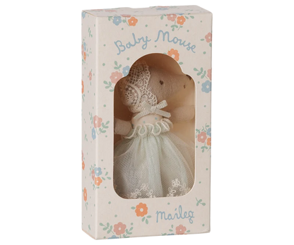 Maileg Baby Mouse in gown - Mint