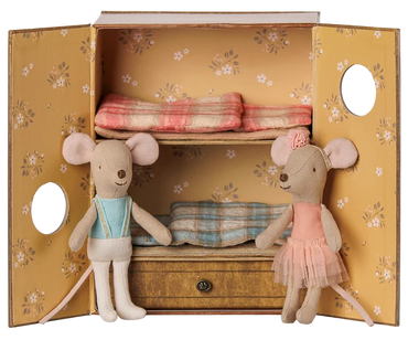 Maileg Ballet mice in dance studio, Little sister and brother