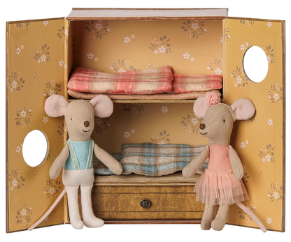 Maileg Ballet mice in dance studio, Little sister and brother