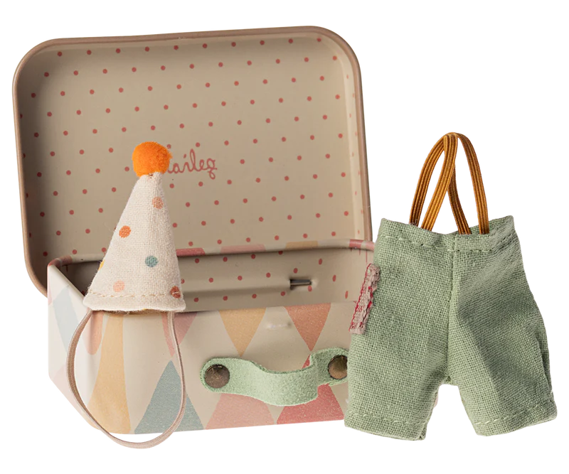 Maileg Clown clothes in Suitcase lil brother mouse