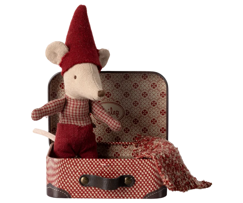 Maileg Christmas mouse, Baby in suitcase