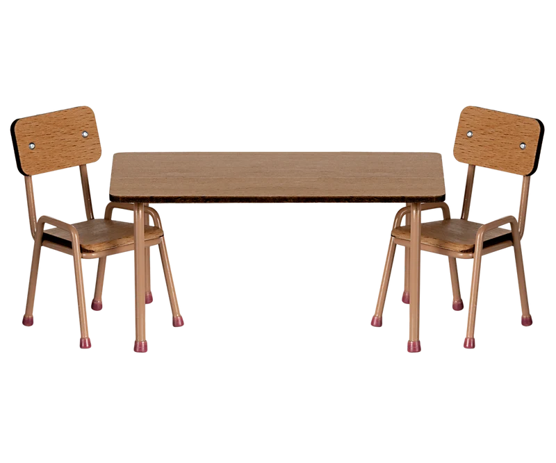Maileg Table and chair set, Mouse - Dark Powder