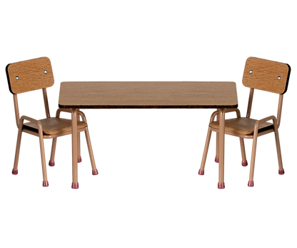 Maileg Table and chair set, Mouse - Dark Powder