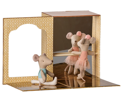 Maileg Ballet mice in dance studio, Little sister and brother