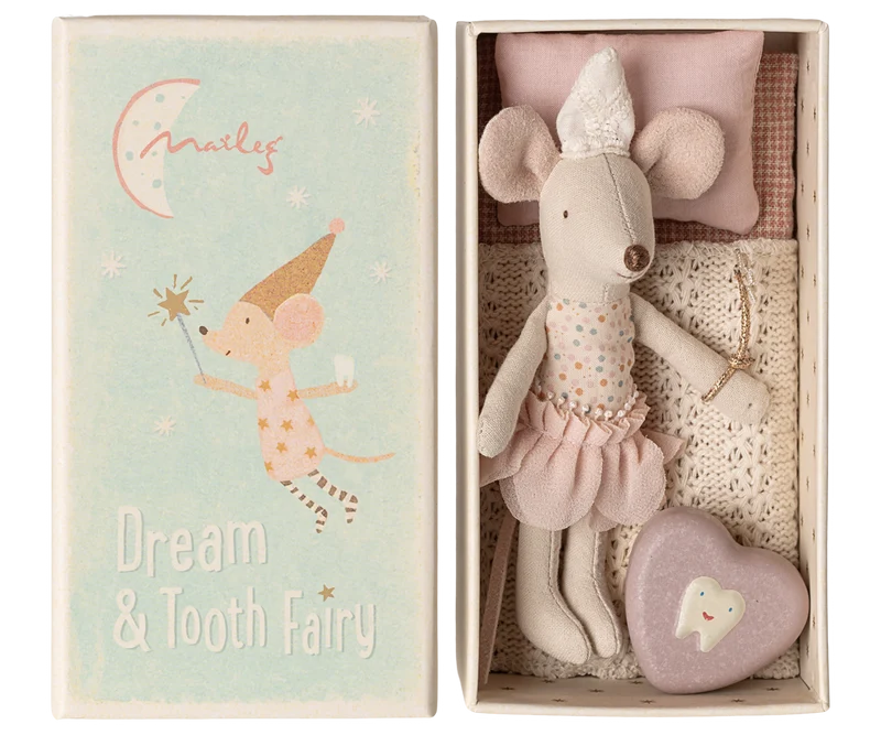 Maileg Tooth fairy mouse, Little sister in matchbox