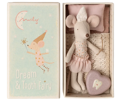 Maileg Tooth fairy mouse, Little sister in matchbox