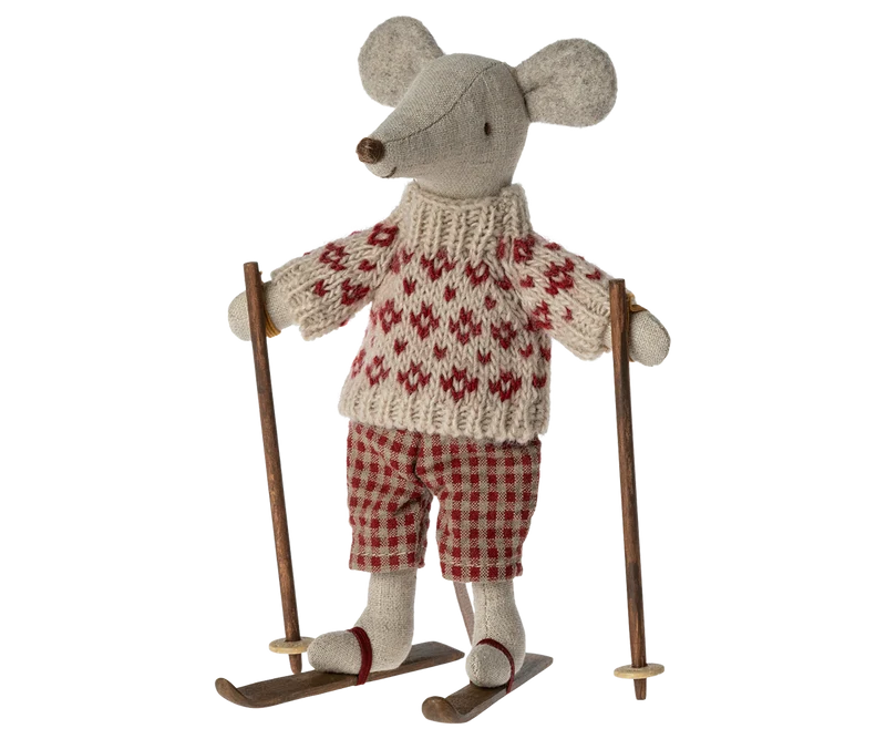 Maileg Winter Mouse w Ski Mum