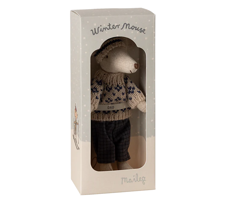 Maileg Winter Mouse w ski set Dad