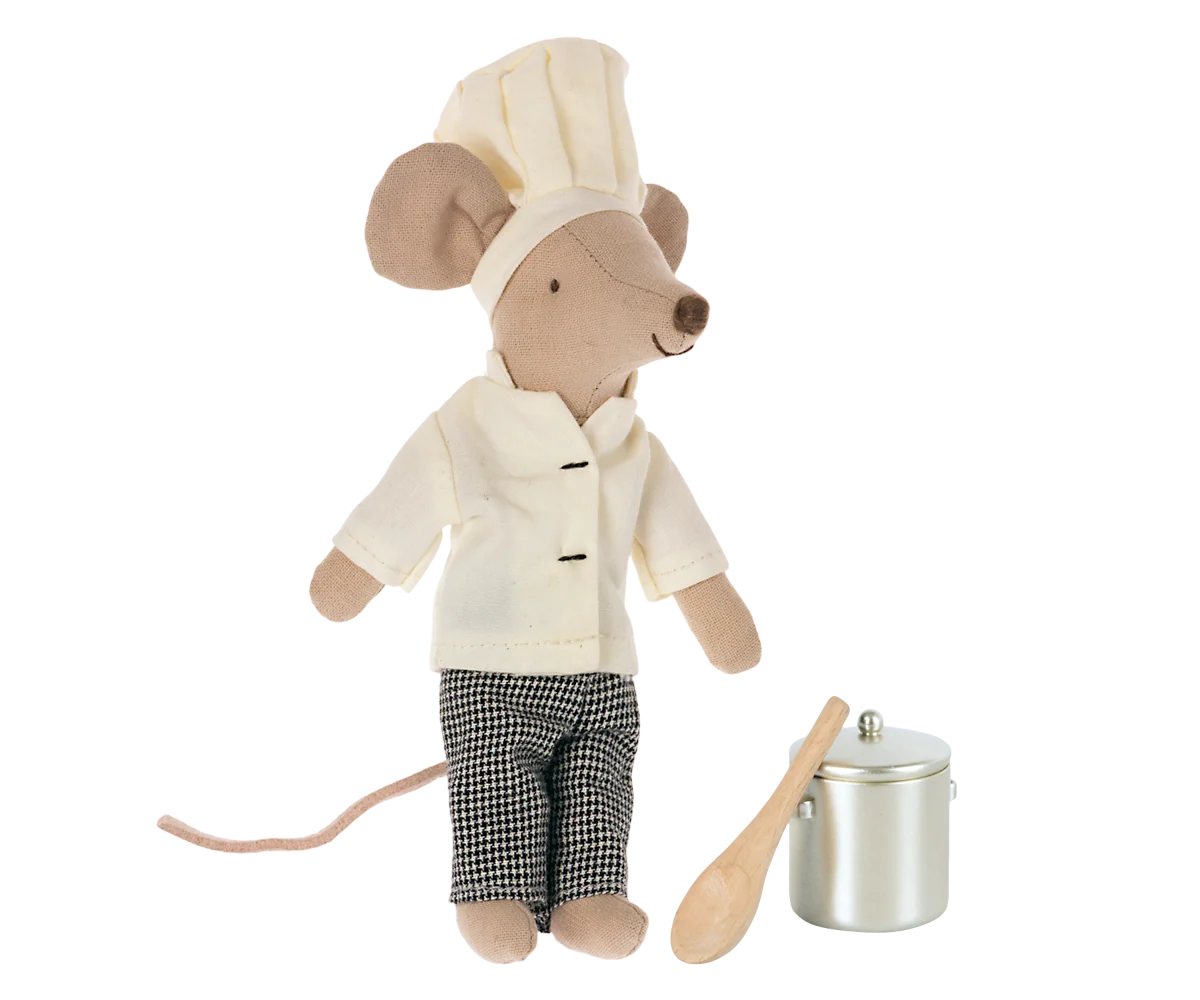 Maileg Chef mouse w/soup pot and spoon