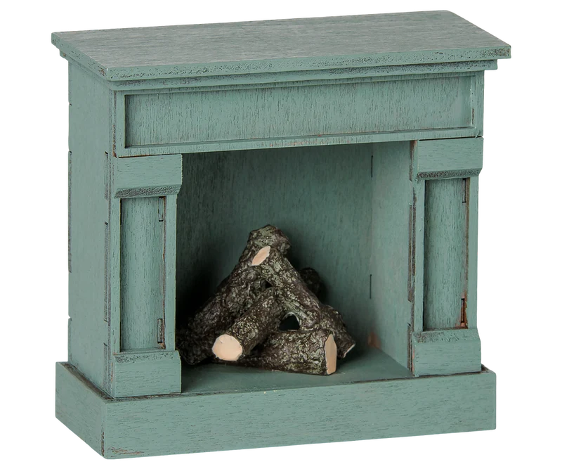 Maileg Fireplace, Mouse - Blue