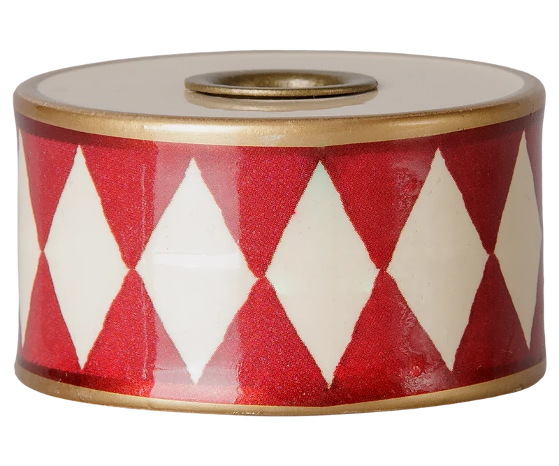 Maileg Candle holder, Drum - Off white/Red