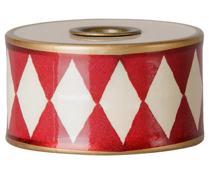 Maileg Candle holder, Drum - Off white/Red