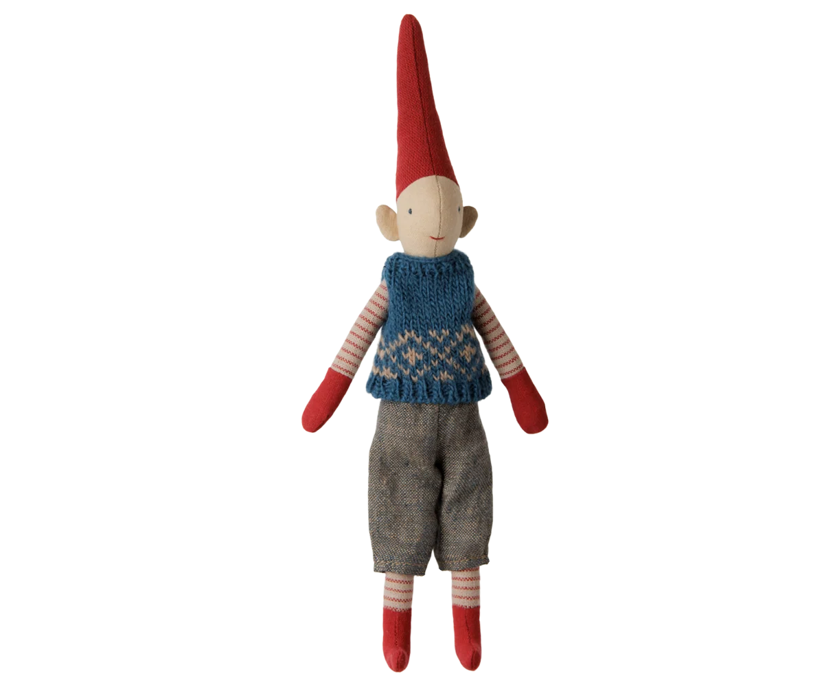 Maileg Pixy, Size 1 - Boy - Blue knitted vest